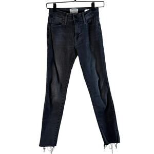 Frame Denim Womens Le High Skinny Ankle Jeans Gray Raw Hem Stretch 25